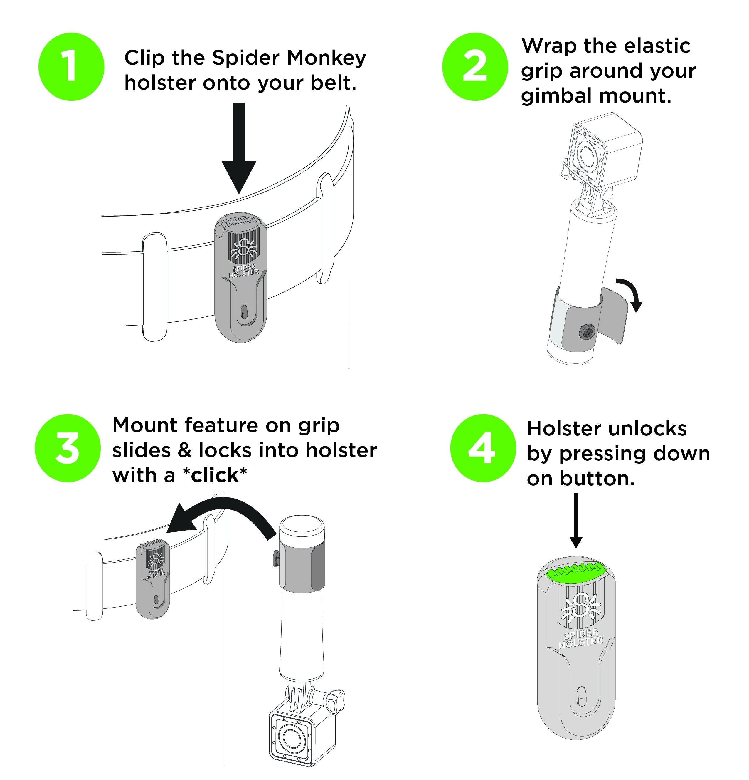920: SpiderMonkey Action Grip - Gimbal Grip + Clip
