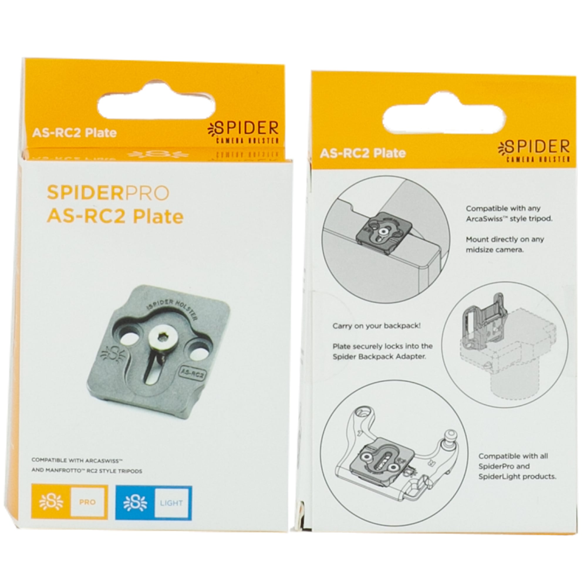 311: SpiderPro Stativplatte - AS-RC2 (Arca Swiss + Manfrotto Adapterplatte)